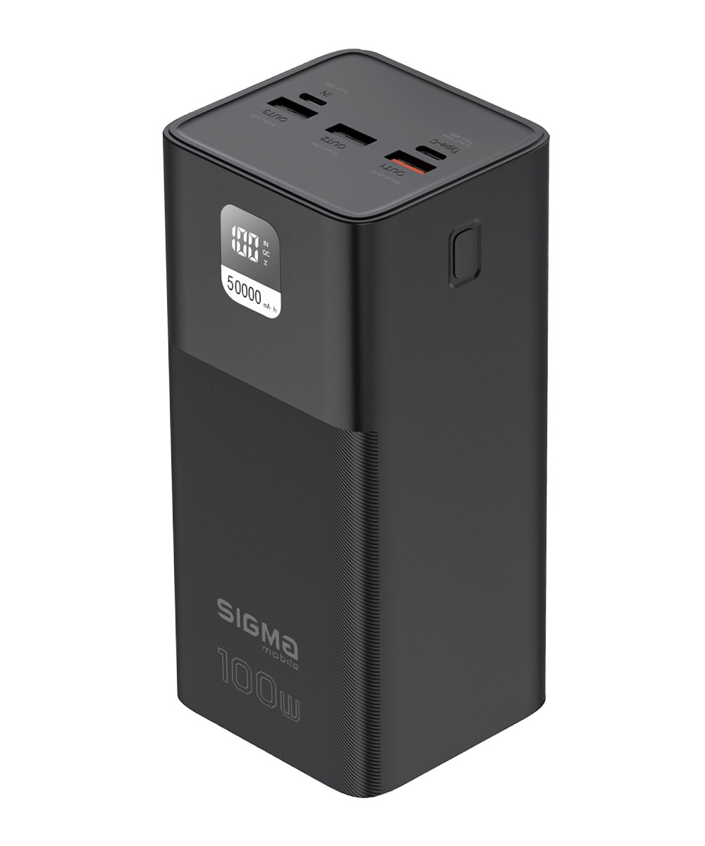 Павербанк Sigma Mobile X-power SI50A6QLX black (50000mAh, PD100W, LED, кабель 100w)